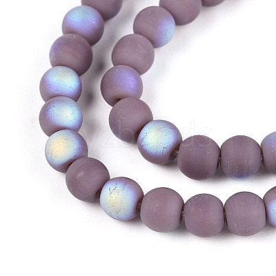 Frosted Opaque Glass Beads Strands GLAA-T032-P4mm-MBB15-1