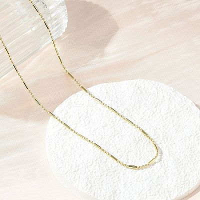 Brass Ball Column Link Chain Necklaces NJEW-A042-06G-1