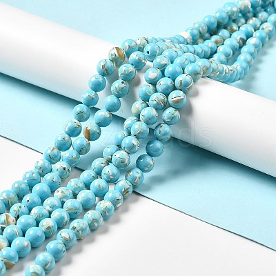 Synthetic Turquoise and Sea Shell Assembled Beads Strands G-D482-01B-07-1