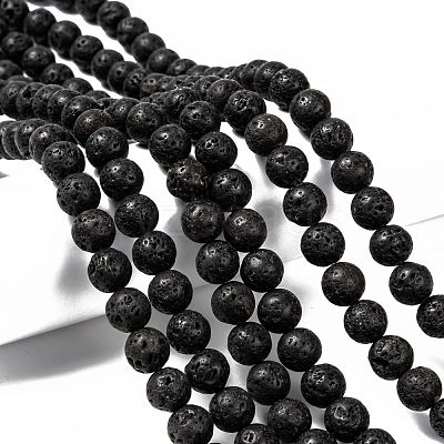 Natural Lava Rock Round Bead Strands G-M169-10mm-03-1