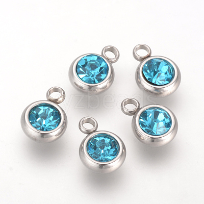201 Stainless Steel Rhinestone Charms X-STAS-S068-12-1