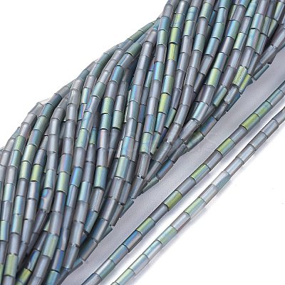 Electroplate Frosted Glass Beads Strands EGLA-K014-BF-FR01-1