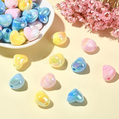 90Pcs 3 Colors UV Plating Opaque Rainbow Iridescent Acrylic Beads PACR-CJ0001-32-1