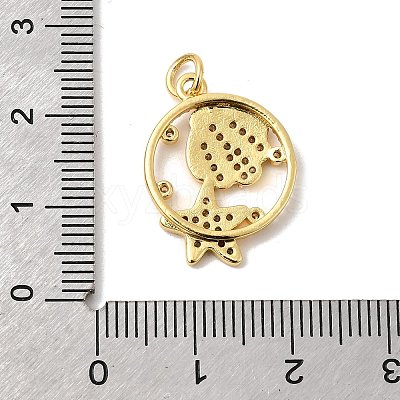 Brass Micro Pave Cubic Zirconia Pendants KK-P343-01E-G-1