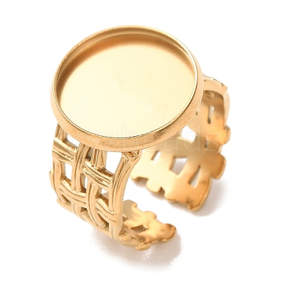 Woven Bezel 304 Stainless Steel Cuff Ring Components SA-CBAD8FA-01G-04-1