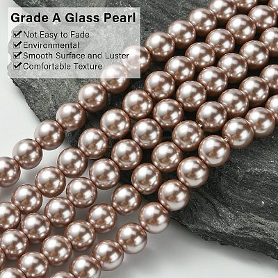 Eco-Friendly Dyed Glass Pearl Round Beads Strands HY-A008-8mm-RB046-1