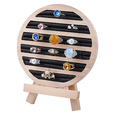 Round Wooden Ring Display Easels RDIS-WH0032-005A-1