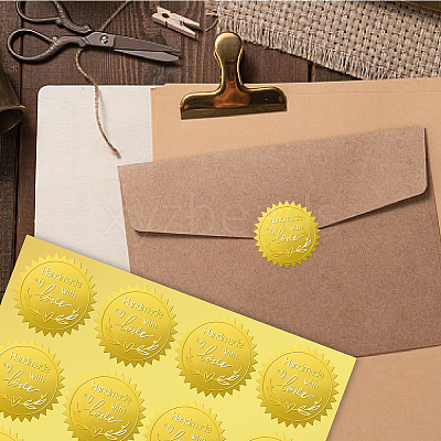 34 Sheets Self Adhesive Gold Foil Embossed Stickers DIY-WH0509-057-1