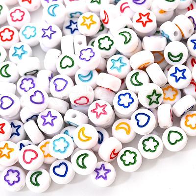 White Opaque Acrylic Beads MACR-YW0001-19D-1