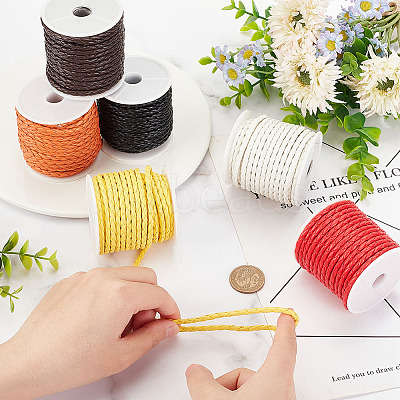 6 Rolls 6 Colors 4-Ply Round Imitation Leather Braided Cord LC-PH0001-10-1