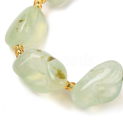Natural Prehnite Nuggets Beaded Necklaces NJEW-P312-01P-1