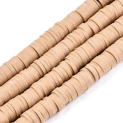 Flat Round Handmade Polymer Clay Bead Spacers CLAY-R067-4.0mm-37-1