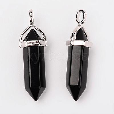 Bullet Imitation Jade Glass Pointed Pendants G-F295-01E-1