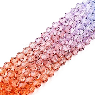 Gradient Color Baking Paint Glass Bead Strands DGLA-A039-T6mm-A015-1