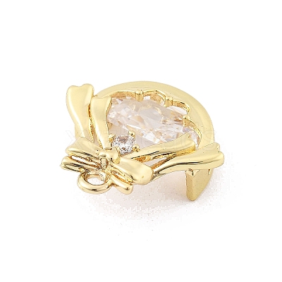 Brass Micro Pave Clear Cubic Zirconia Pendants LS-KK-K371-30G-1