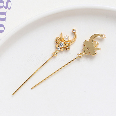 Brass Pave Clear Cubic Zirconia Magic Wand Head Pins BAPE-PW0002-11G-1
