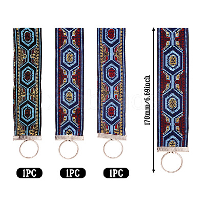 3Pcs Vintage Polyester Ribbon Keychain KEYC-TAC00048-1