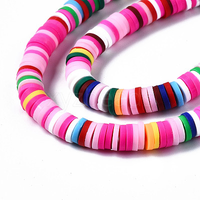 Handmade Polymer Clay Beads Strands CLAY-R089-6mm-096-1
