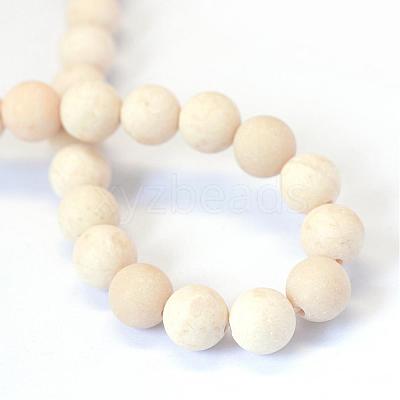 Frosted Natural Fossil Round Bead Strands G-E334-4mm-22-1