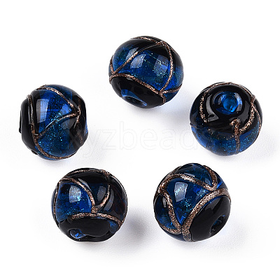 Handmade Gold Sand Lampwork Beads LAMP-T019-8mm-1