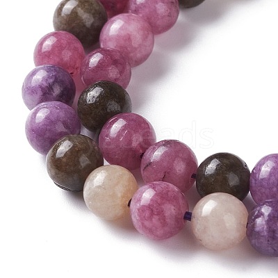 Natural White Jade Imitation Tourmaline Beads Strands X-G-I299-F01-6mm-1