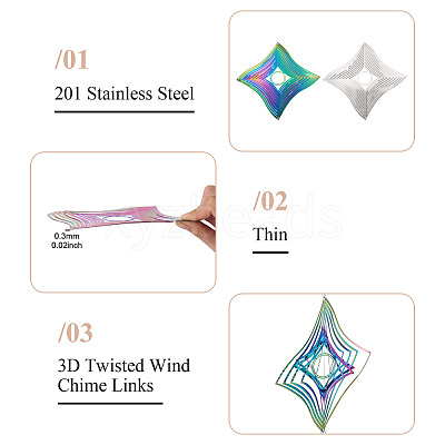 2Pcs 2 Colors 201 Stainless Steel Connector Charms/Links STAS-TA0005-63-1