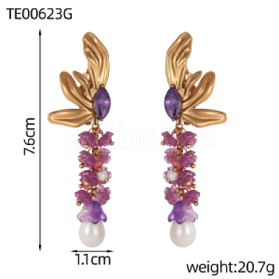 Flower Brass Stud Earrings STAS-OY015-39G-1