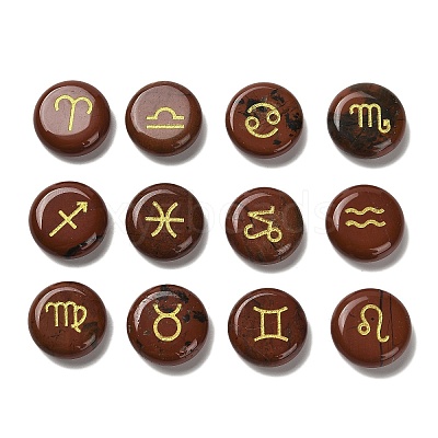 12 Constellation Natural Red Jasper Cabochons Set G-Q190-03F-1