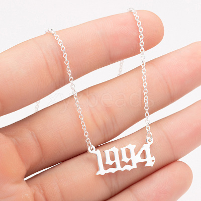 1994 Birth Year Number 201 Stainless Steel Pendant Cable Chain Necklaces FS-WGB5F08-17-1