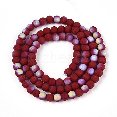 Frosted Opaque Glass Beads Strands LS-GLAA-T032-P4mm-MBB23-1