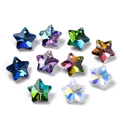 100Pcs 10 Colors Glass Pendants AJEW-H154-08B-1
