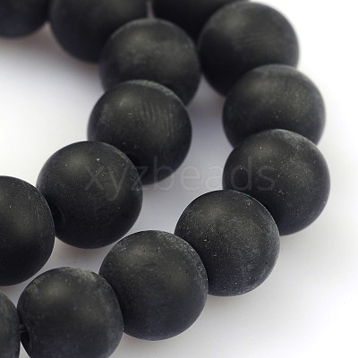 Frosted Glass Round Bead Strands GLAA-J079-02-8mm-1