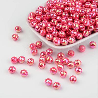 Faceted Colorful Eco-Friendly Poly Styrene Acrylic Round Beads SACR-K001-8mm-65-1