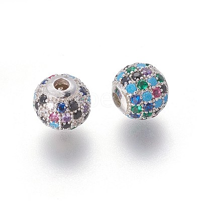 Brass Micro Pave Cubic Zirconia Beads LS-ZIRC-F098-02P-8mm-1