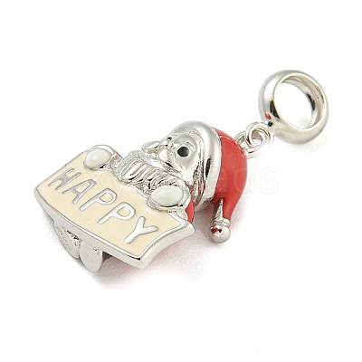 Anti-Tarnish Rhodium Plated 925 Sterling Silver Enamel Christmas European Dangle Charms STER-Z010-02P-02A-1