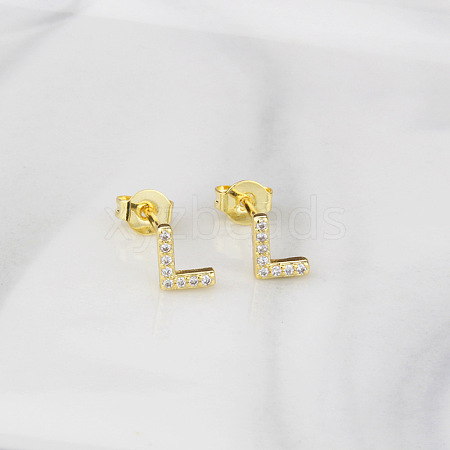Brass Clear Cubic Zirconia Stud Earrings WGC2A80-12-1