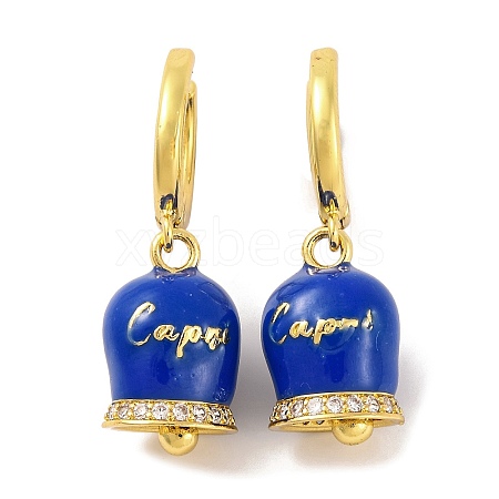 Bell Brass & Enamel Hoop Earrings for Women EJEW-U015-25G-D-1