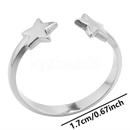 Non-Tarnish Minimalist Star 304 Stainless Steel Cuff Rings TA5890-1-1