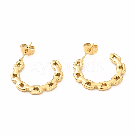 Ion Plating(IP) 304 Stainless Steel Chain Link Shape Stud Earrings EJEW-F283-01G-1