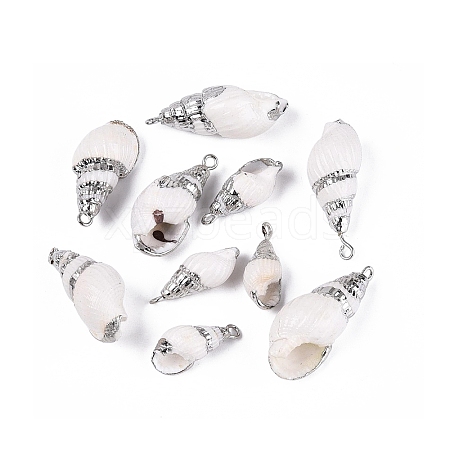 Electroplate Natural Sea Shell Pendants SSHEL-Q100-01P-1