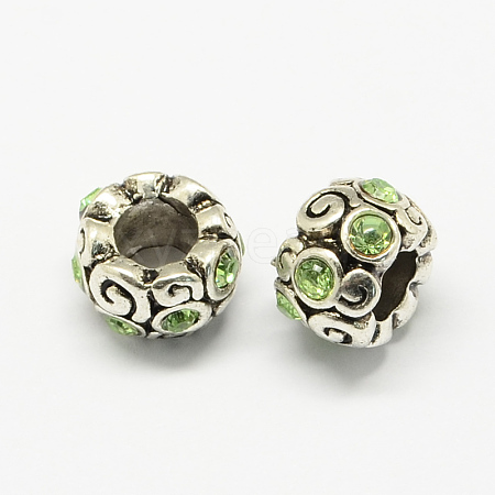 Alloy Rhinestone European Beads MPDL-R036-09C-1