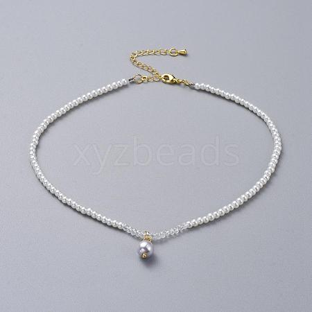 Glass Pearl Beads Pendants Necklaces NJEW-JN02564-02-1