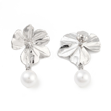 Flower 304 Stainless Steel Stud Earrings EJEW-L283-099P-1