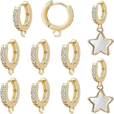 BENECREAT 10Pcs Brass Huggie Hoop Earring Findings KK-BC0008-83-1