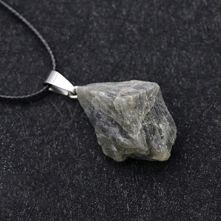 Natural Labradorite Raw Rough Nuggets Pendant Necklace FS-WG50F2C-15-1