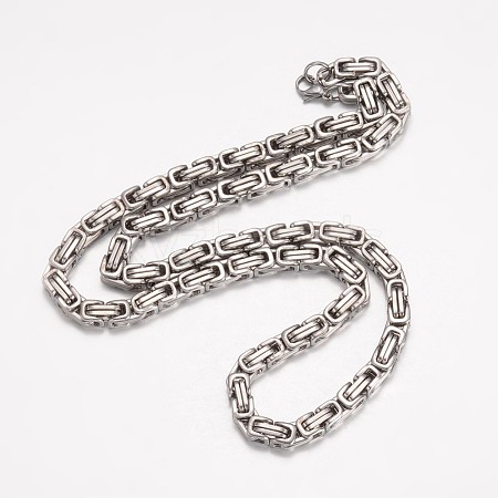 201 Stainless Steel Byzantine Chain Necklaces X-NJEW-K062-01P-6mm-1