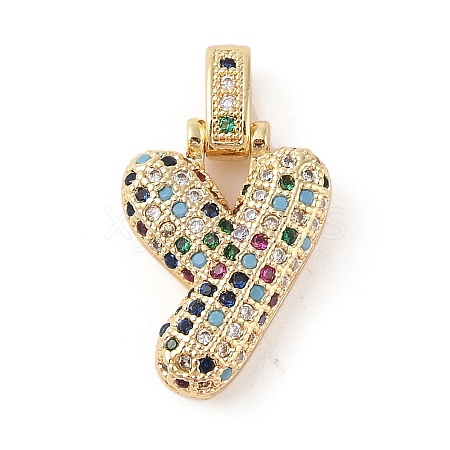 Brass Micro Pave Cubic Zirconia Pendants ZIRC-P121-01G-Y-1