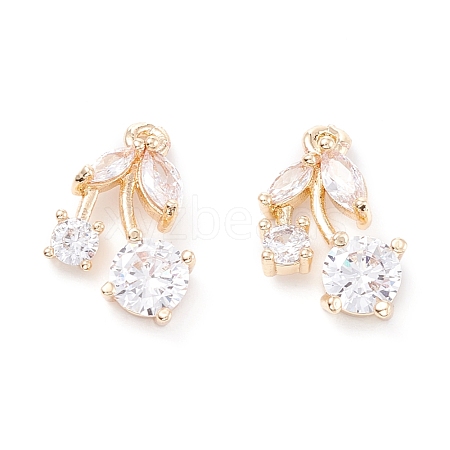 Rack Plating Brass Cubic Zirconia Charms ZIRC-C026-13LG-1