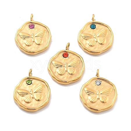 304 Stainless Steel Rhinestone Pendants STAS-M092-04G-1