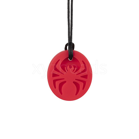 Oval with Spider Food Grade Eco-Friendly Silicone Beads PW-WGD0551-01-1